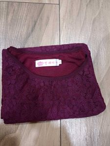 Maroon Floral Lace Top