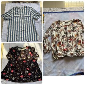 Tops Bundle - Floral & Striped Set of 3