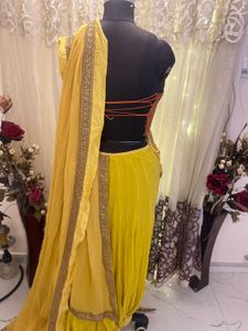Yellow ready to wear saree
