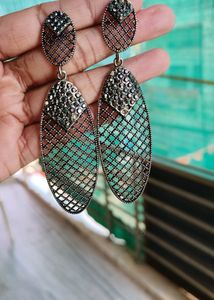 Black Polish German Silver Western Dangler