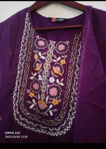 Elegant Purple Kurta Set with organza dupatta