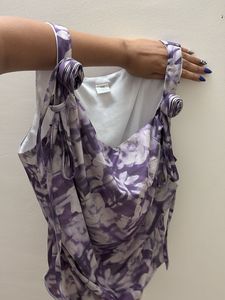 Classic Tank Top With Flowers On Shoulders