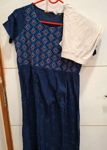 Kurta With Legging In Navy Blue Color