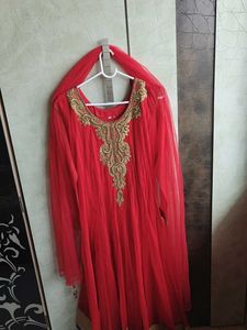Red Anarkali Kurta With Dupatta