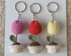 Crochet Tulip Keychain