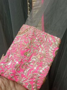 Pink &amp; Silver Embellished Fabric