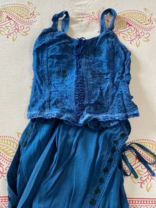 Blue corset and dhoti pants set