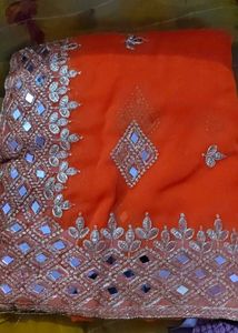 Mirror Work Saree