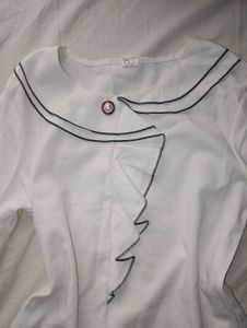 White Blouse with Black Trim