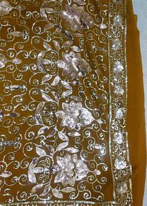 Gold Embellished Saree &amp; Blouse