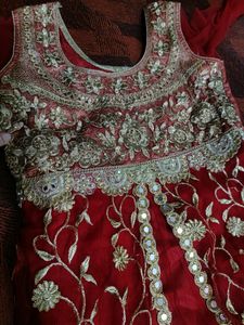 Very Beautiful Red Net Gown Heavy Embroidery