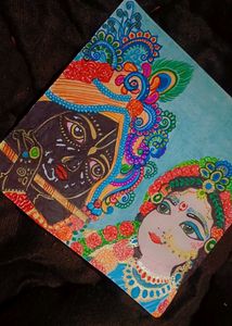 Lord Krishna And Radha Iskcon Drawing Painting