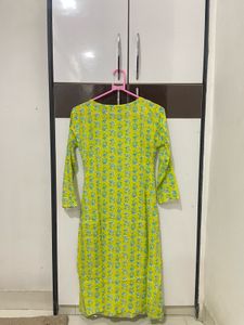 Lime Green Printed Kurti❤️