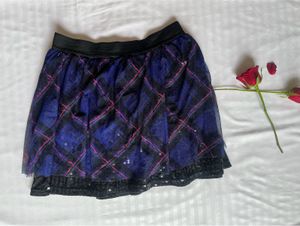 Chic Black &amp; Blue Net Skirt with Boy Shorts- Party