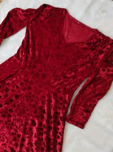 Wine Colour Velvet Frock For Sale