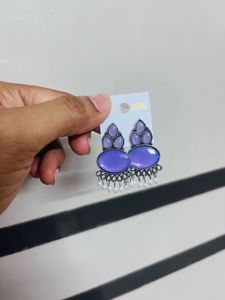 Purple Stone Drop Earrings