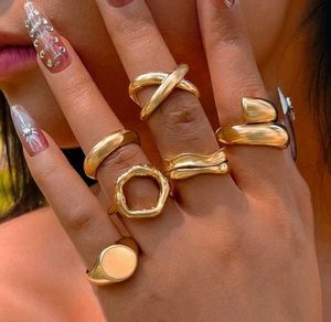 Gold Statement Rings (Set of 6)