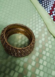 2 Golden Jumkas And Bangles New