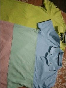 2 Cotton Polo T shirts - Yellow Large Sizewith few