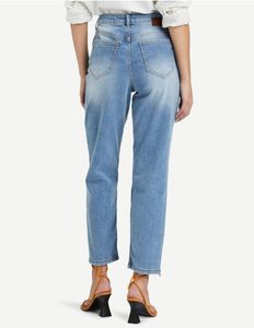 Straight Leg Blue Jeans - mom Fit