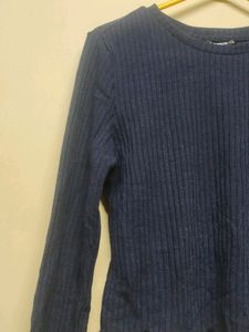 Dark Blue Crop Sweatshirt Stretchable