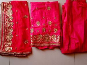 Heavy Zari Work Dark Pink/Peach Colour Suit
