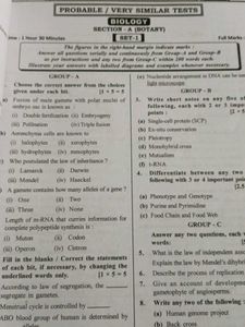Model sample papers biology (Botany &amp; zoology)