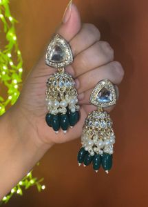 Elegant Green Beaded Earrings