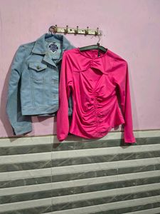 Pink Cutout Long Sleeve Top &amp; Jacket bust 30 ⁸
