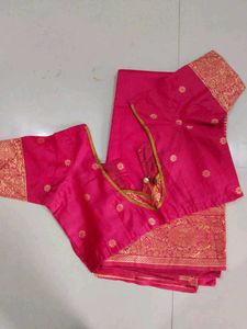 Pink Banarasi Silk Saree With Ready Made Blouse