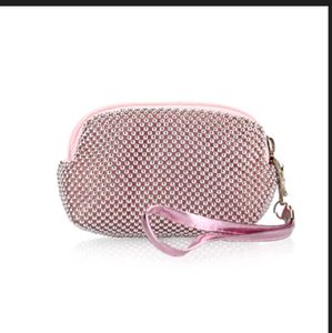 Cute Small Bead Pouch In Pink With Two Chains