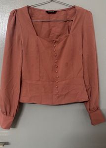 Elegant Peach Square Neck Top