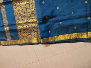 Elegant Blue &amp; Gold Saree
