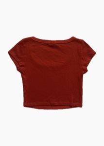 red rib knit square neck crop top