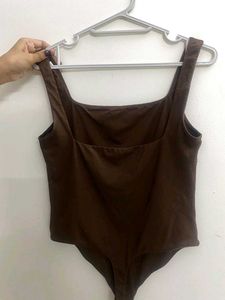 Brown Square Neck Bodysuit
