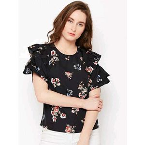Floral Ruffle Sleeve Top
