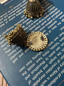 Oxidised Mirror Jhumka