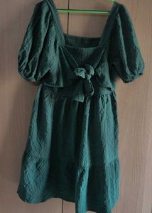 Green Tie- Mini Dress