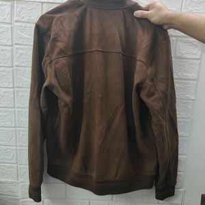 Brown Suede Bomber Jacket