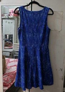 Blue Patterned Fit &amp; Flare Dress