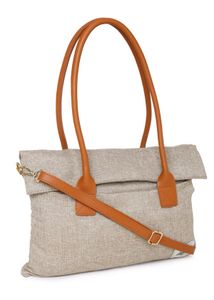 Minimalist Beige Tote with Tan Faux Leather Straps