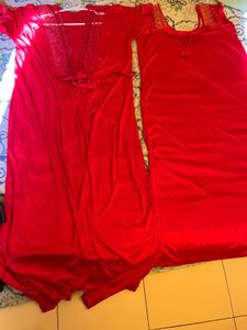 Vintage Red Lace Trim Nightgown