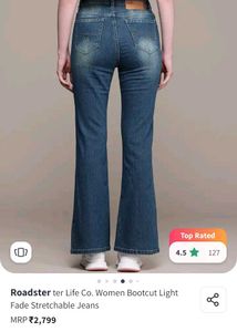 Roadster Women&#39;s Bootcut Jeans with Front Slits