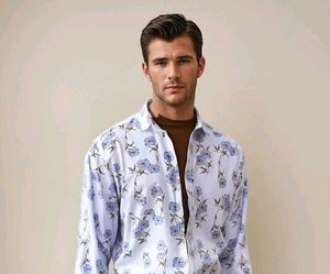White Floral Print Shirt - Party Wear