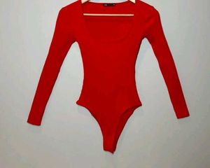 ZARA Orange Red Colour Bodysuit With Full Sleeve