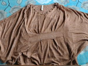 Chic Brown V-Neck Top For Women