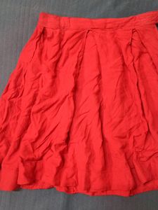 Bright Red Flared Skirt