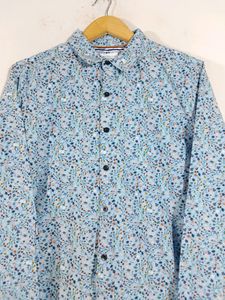 Light Blue Floral Printed Shirt (Men&#39;s)