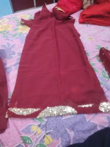maroon duppata set