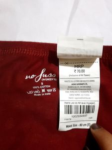 Nofuss Women 100% Cotton Pantie Waist Small 80cm